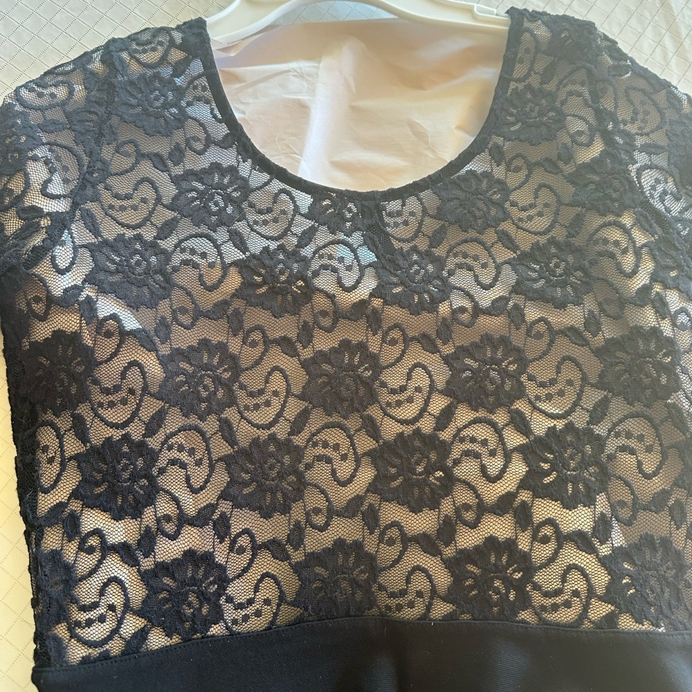 H&M Divided Black Lace Bodycon Dress Lace 3/4 Sleeve Size 12 (runs small)